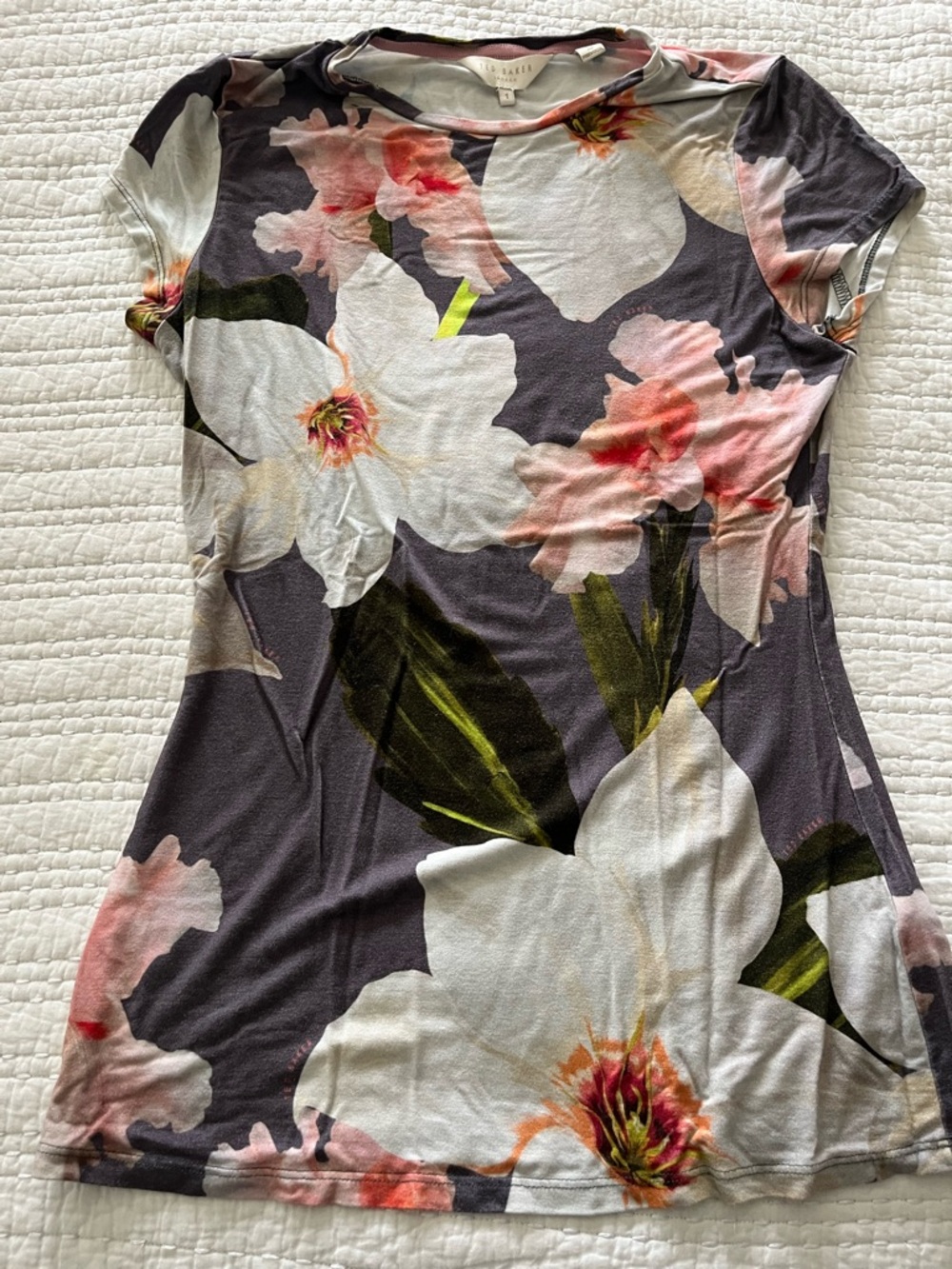 Ted Baker Floral Scoop Neck Top - Pastel Multicolor size 1 worn a few times